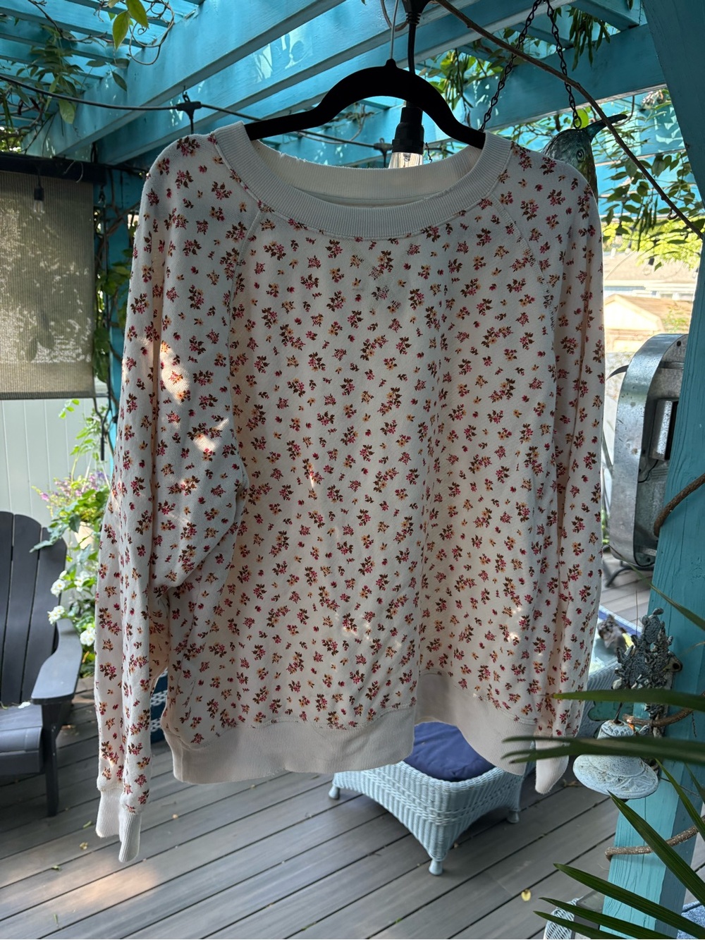 Sincerely Jules Cream Sweatshirt with Pink and Brown Floral Accents